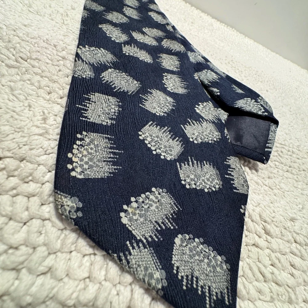 Armani Tie Blue Silver Abstract Silk Luxury Italian Business Formal Old Money